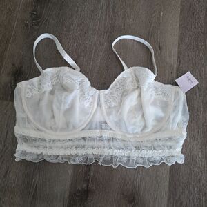 Auden Cream Ivory Lace Bralette With Ruffled Trim Womens Size XXL Bridal NWT $40